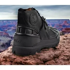 Polo Ralph Lauren Black Oslo Low RRL Leather Nylon Boots Mens 8 New Fast Ship Polo Ralph Lauren | Shoes | Polo Ralph Lauren Black Oslo Low  main image 2